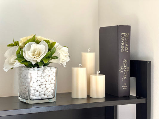 Ribbed Pillar Candle Set