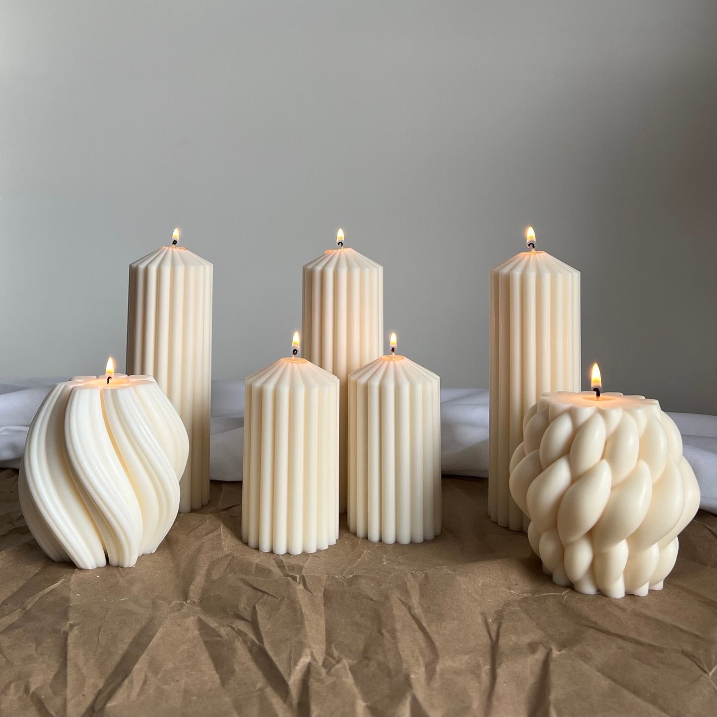 Ribbed Peak Pillar Candle