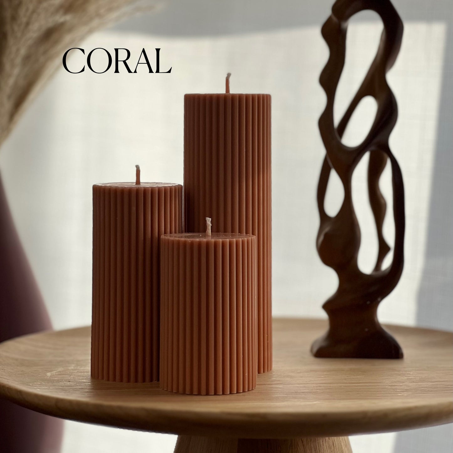 Ribbed Pillar Candle Set