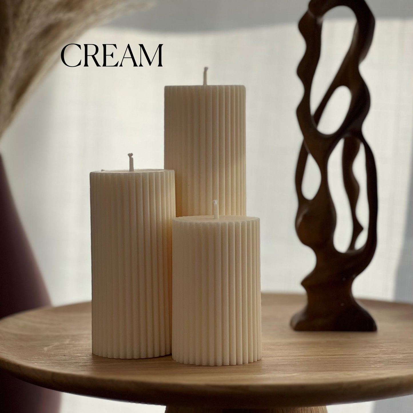 Ribbed Pillar Candle Set