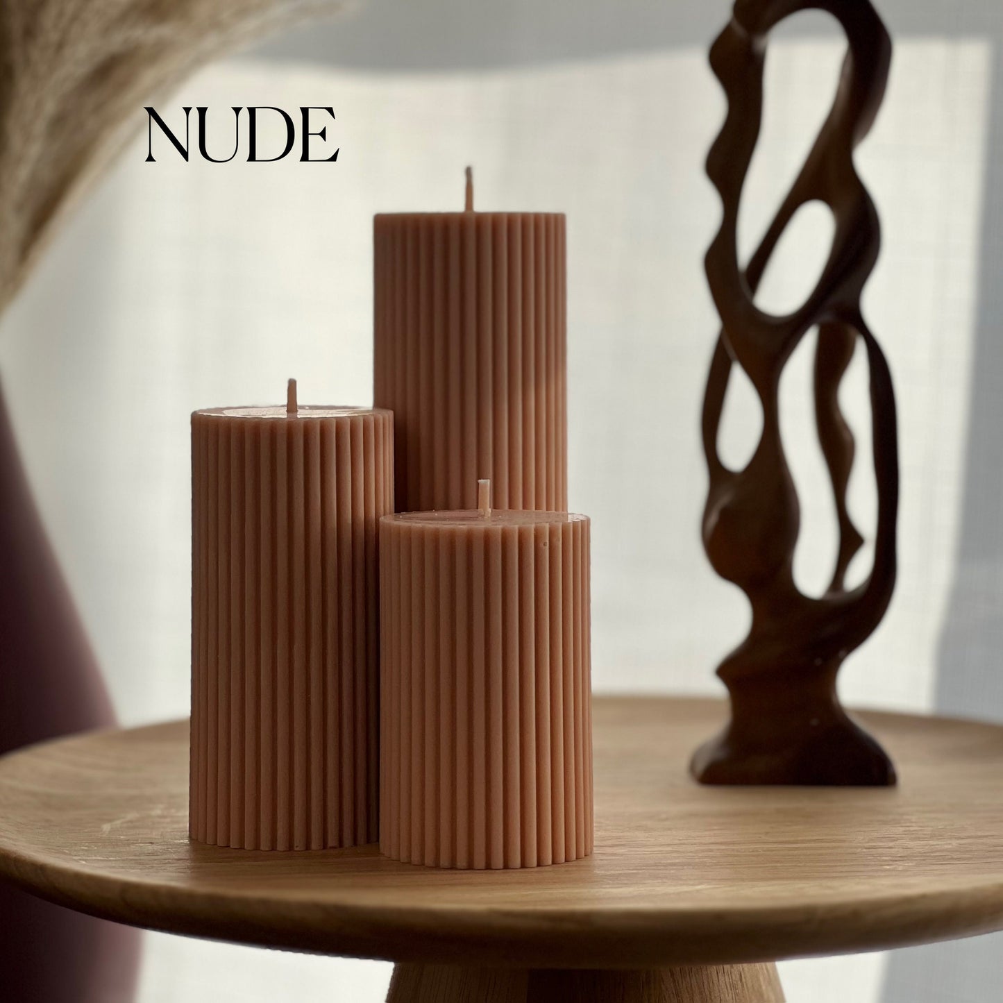 Ribbed Pillar Candle Set