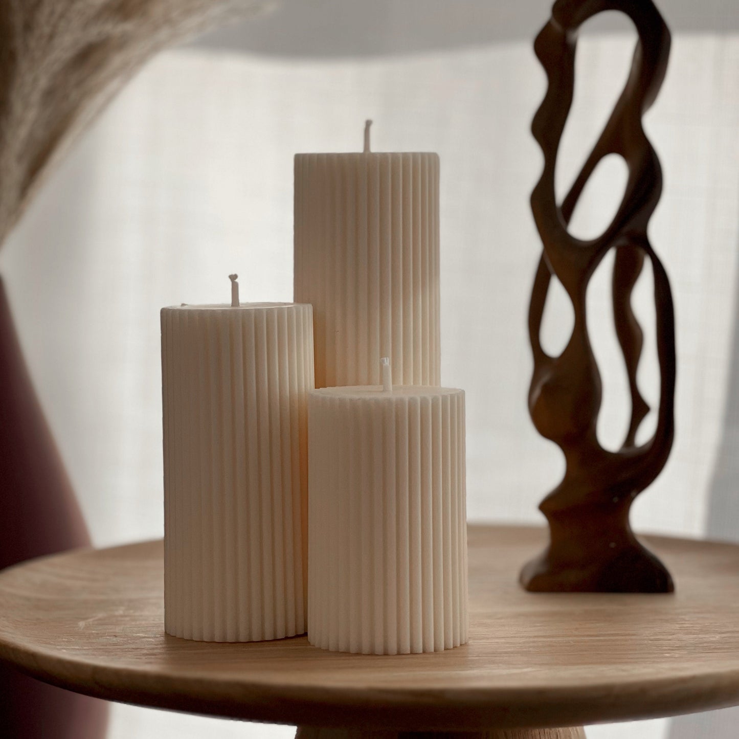 Ribbed Pillar Candle Set