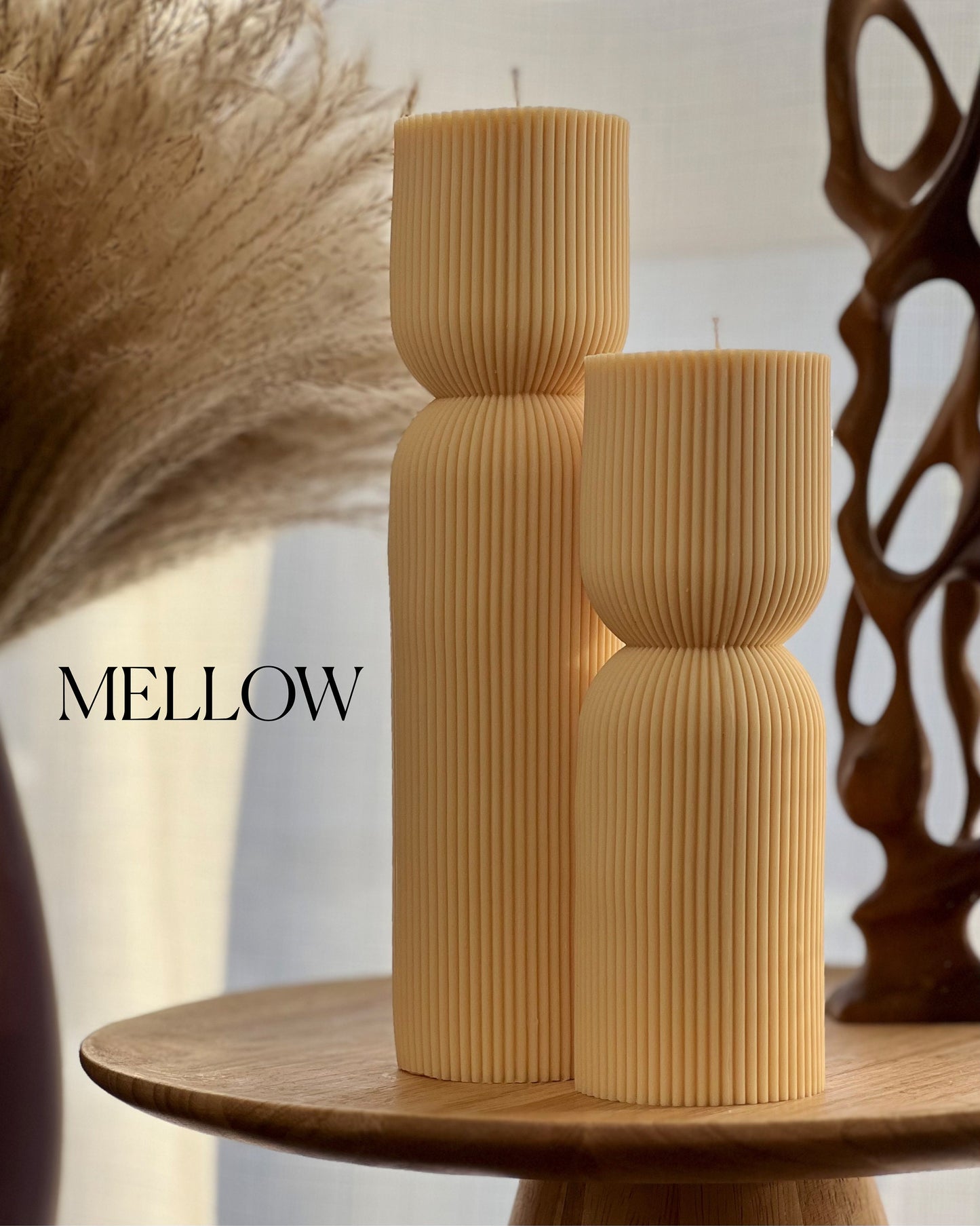 Ribbed Hourglass Pillar Candle