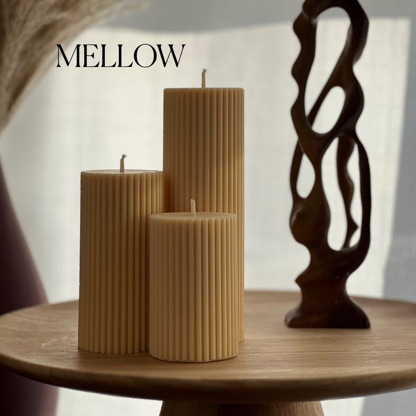 Ribbed Pillar Candle Set