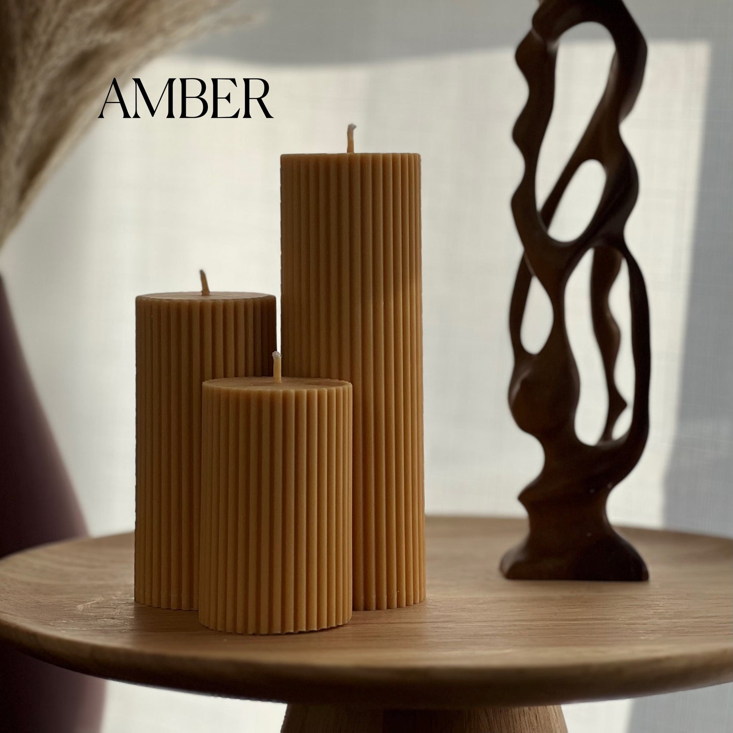 Ribbed Pillar Candle Set