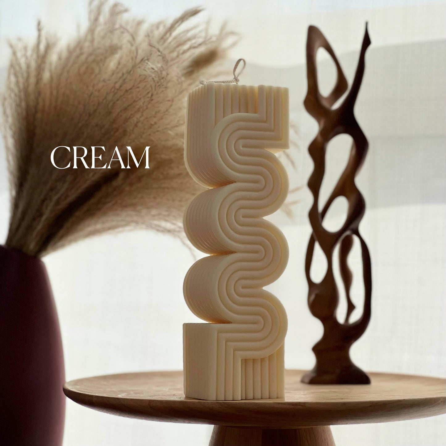 Huge Aesthetic Ribbed Pillar Candle