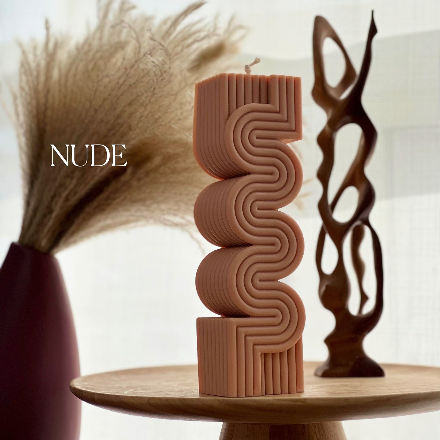Huge Aesthetic Ribbed Pillar Candle