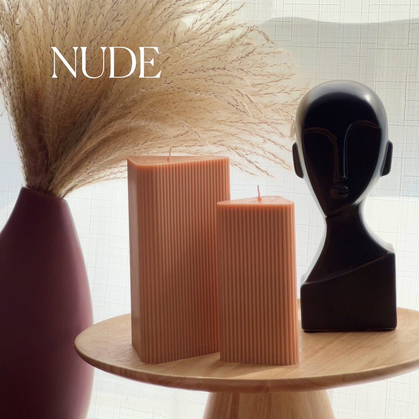 Ribbed Triangular Pillar Candle Set