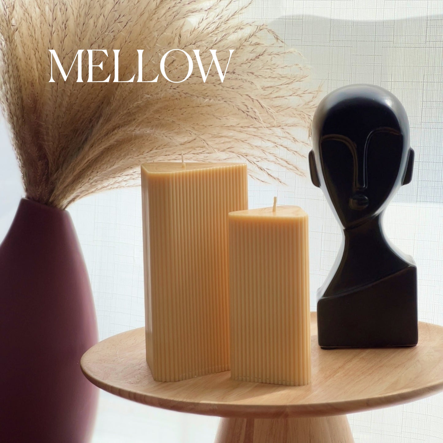 Ribbed Triangular Pillar Candle Set