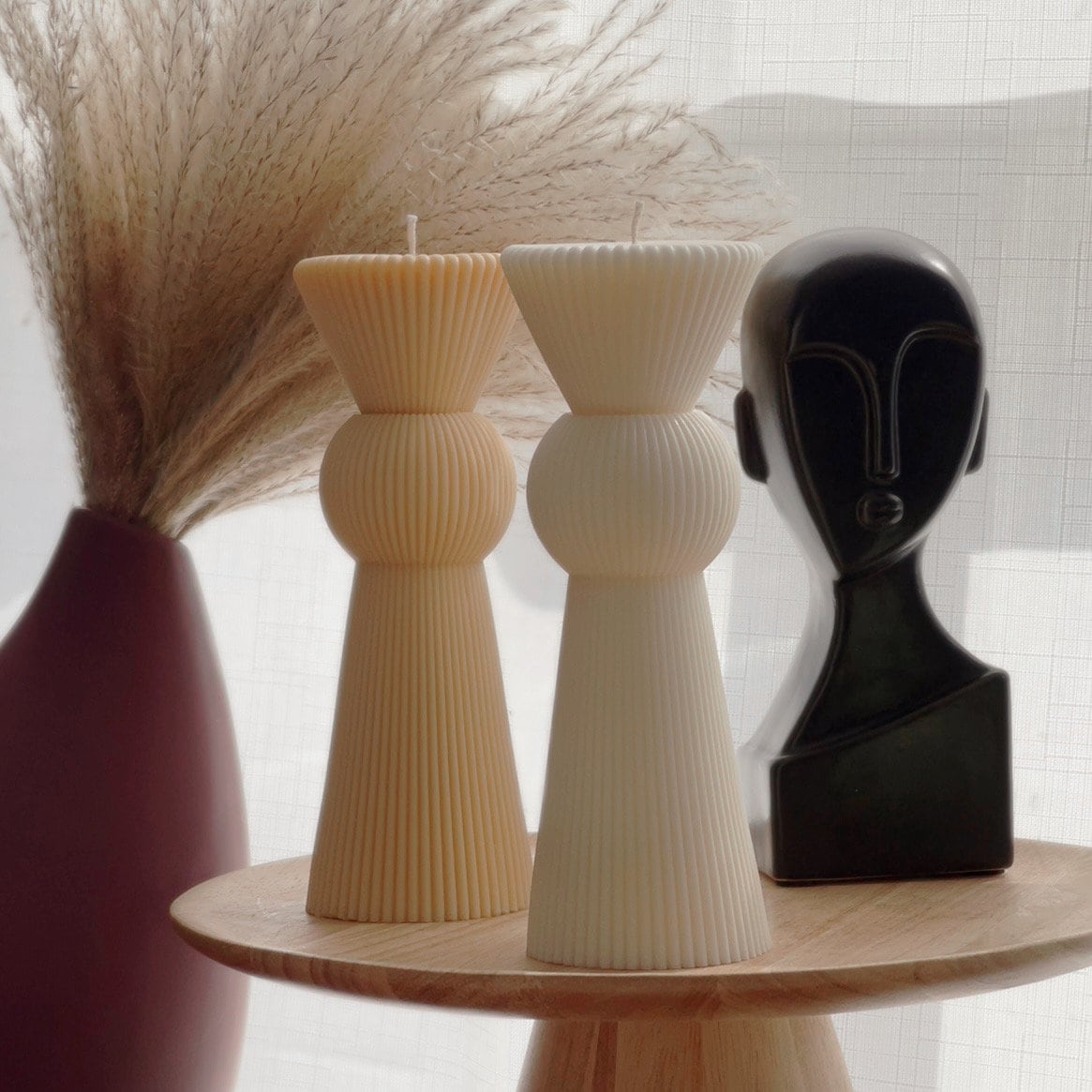 Ribbed Pillar Candle | Chess Figure