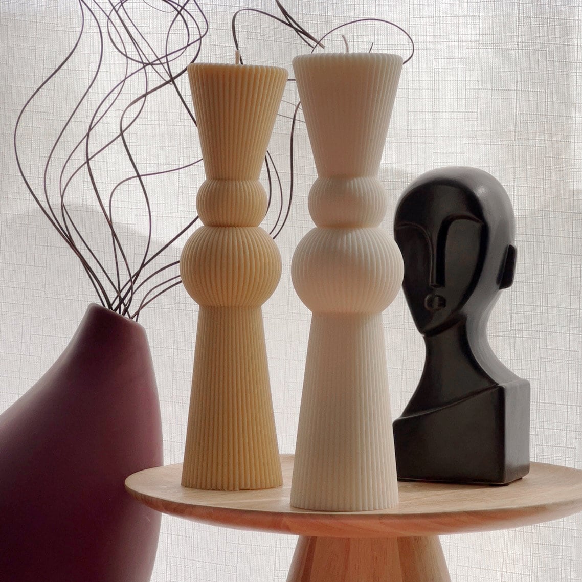 Big Chess Ribbed Pillar Candle