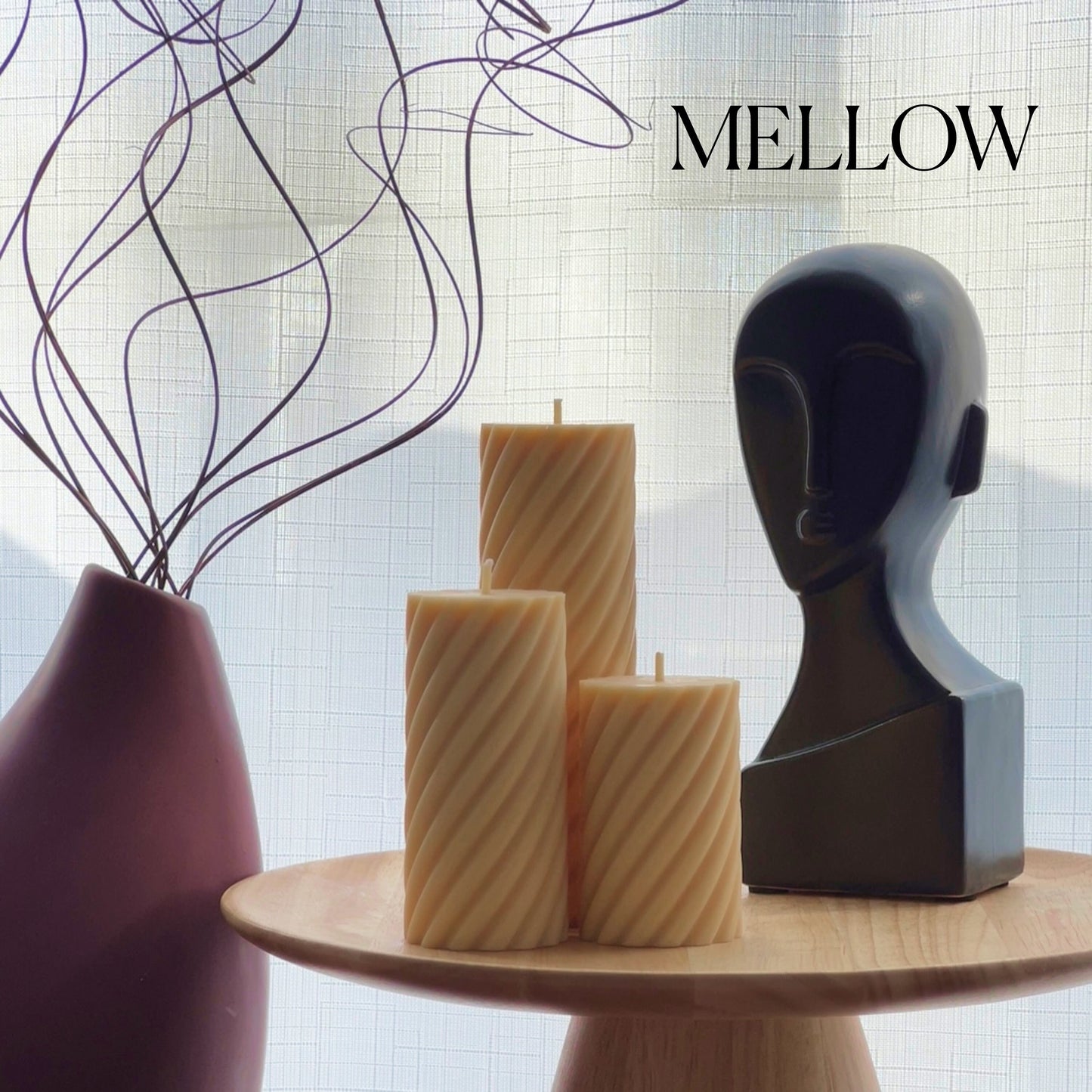 Ribbed Swirl Pillar Candle Set