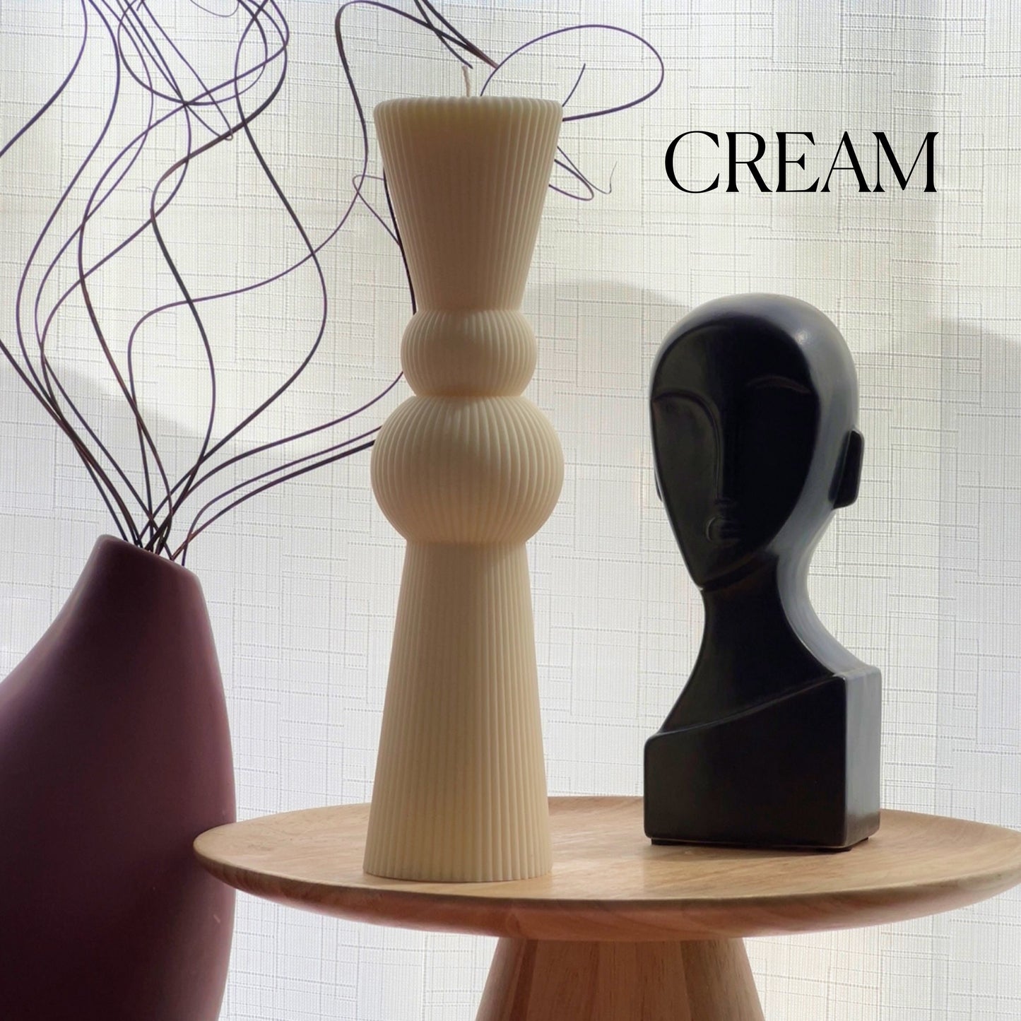 Big Chess Ribbed Pillar Candle