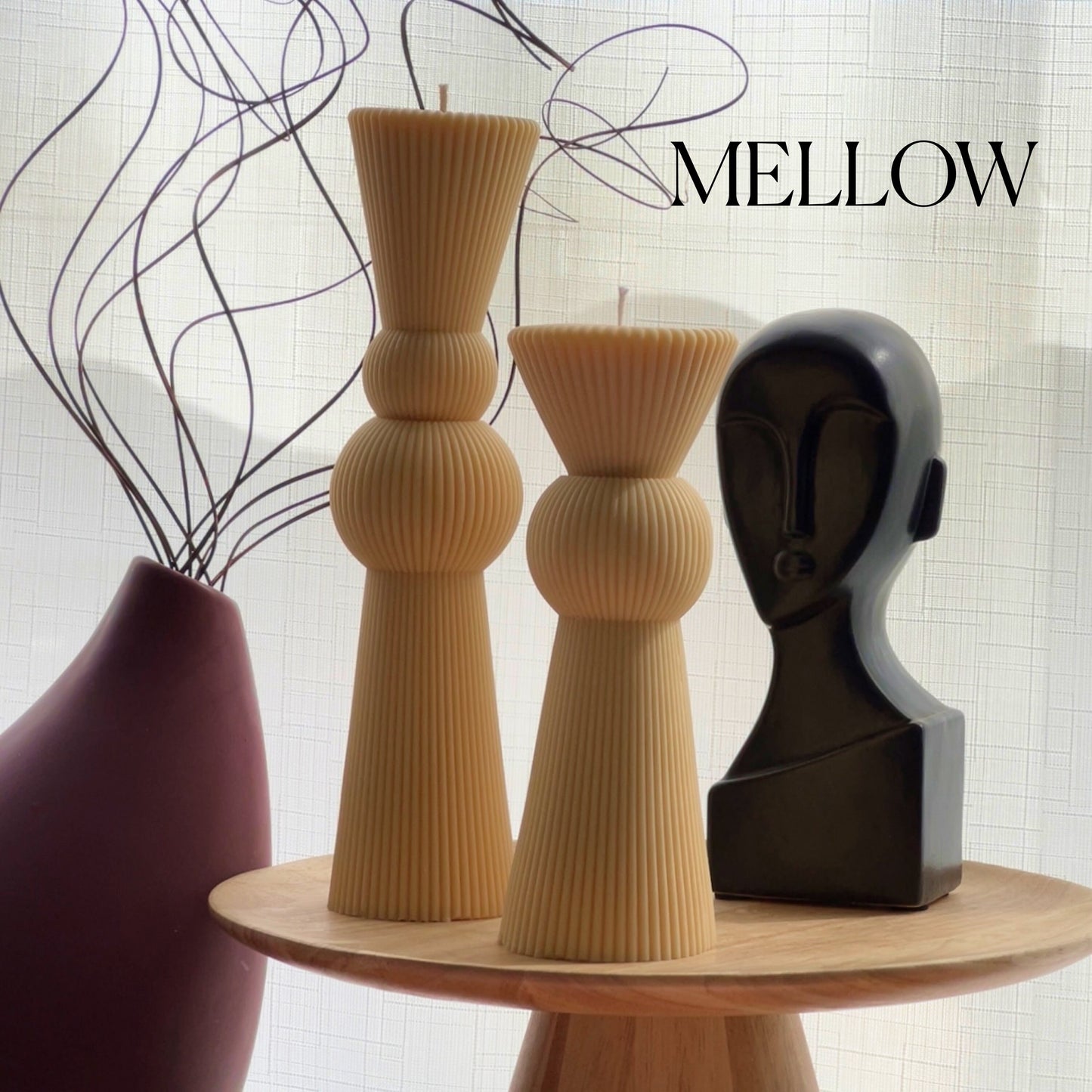 Chess Figure Ribbed Pillar Candle Set