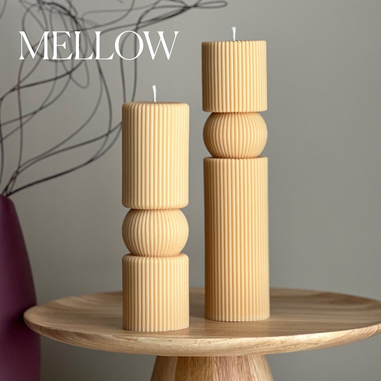 Roman Ribbed Tall Pillar Candle Set