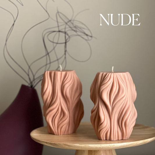 Huge Wave Stripe Soy Candle: Abstract Geometric Coffee Table Decor