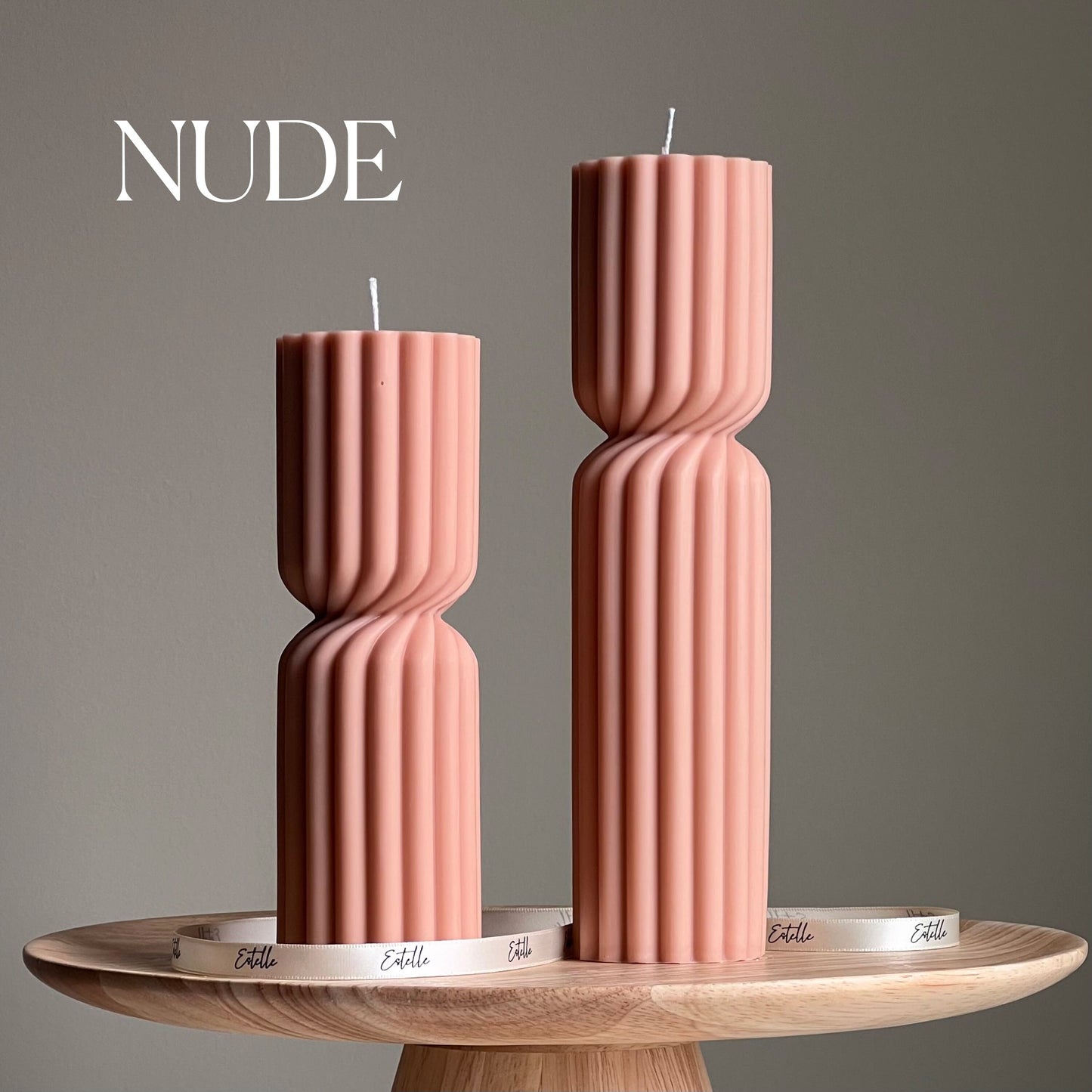 Big Ribbed Hourglass Pillar Candle| Sculptural Candle| Aesthetic Table Decor| Column Ribbed Candle| Minimalist Decor| Housewarming Gift
