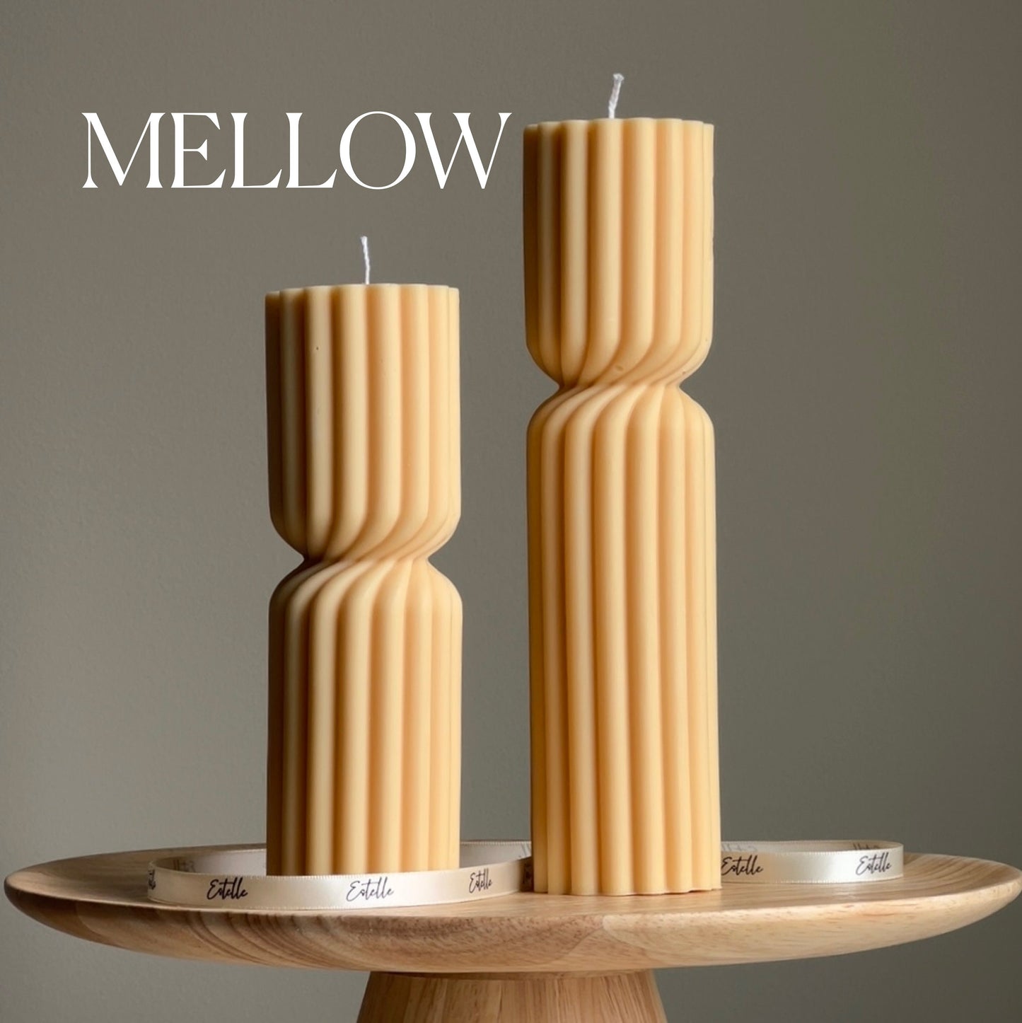 Big Ribbed Hourglass Pillar Candle| Sculptural Candle| Aesthetic Table Decor| Column Ribbed Candle| Minimalist Decor| Housewarming Gift