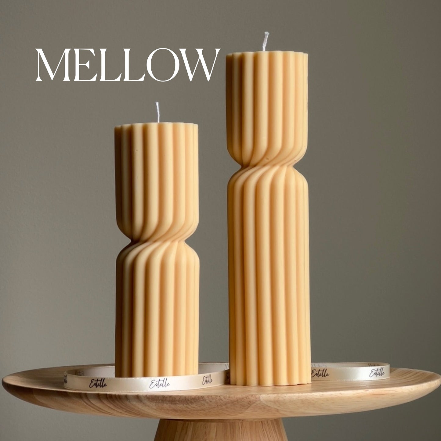 Small Ribbed Hourglass Pillar Candle| Sculptural Candle| Aesthetic Table Decor| Column Ribbed Candle| Minimalist Decor| Housewarming Gift