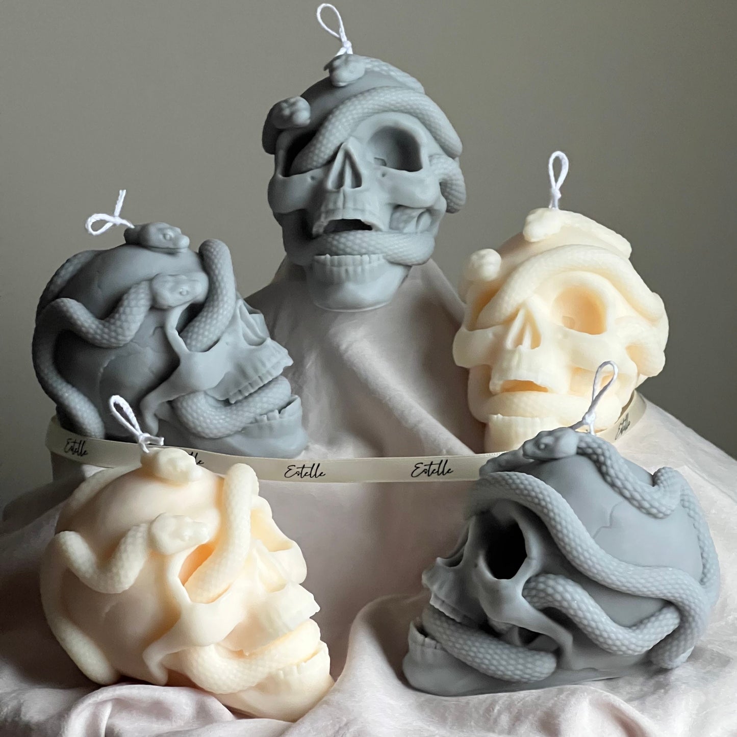Halloween Skull With Snakes Candle
