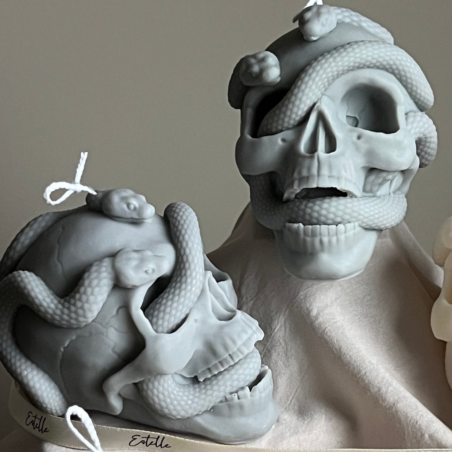 Halloween Skull With Snakes Candle