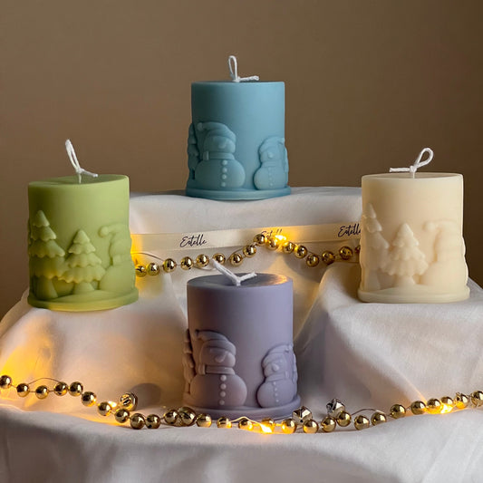 Snowman Pillar Candle