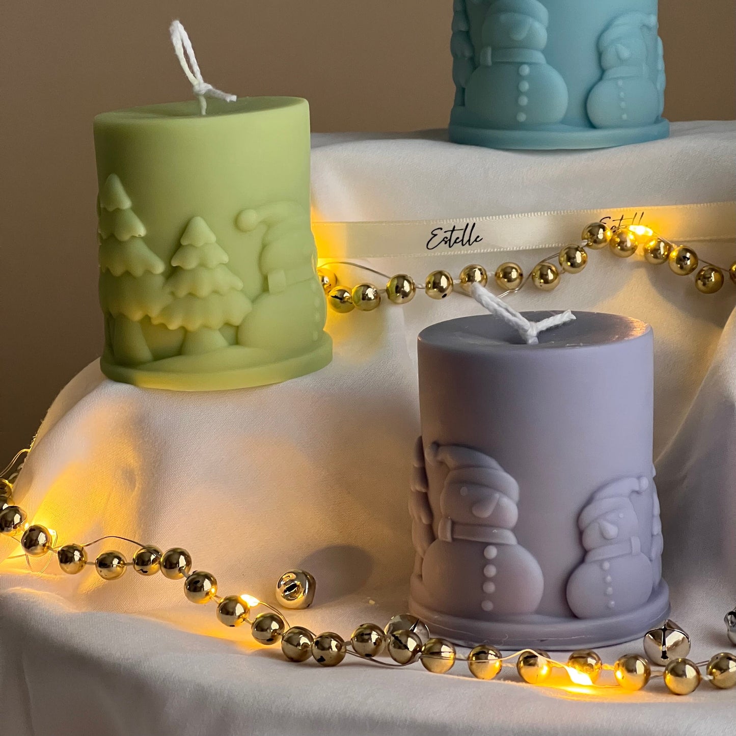 Snowman Pillar Candle