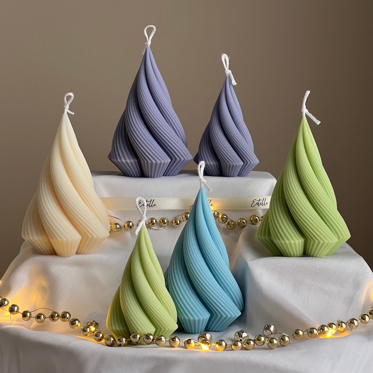 Swirl Stripped Christmas Tree Candle