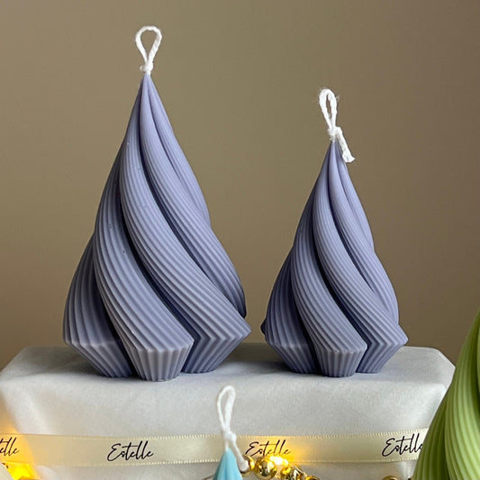 Swirl Stripped Christmas Tree Candle