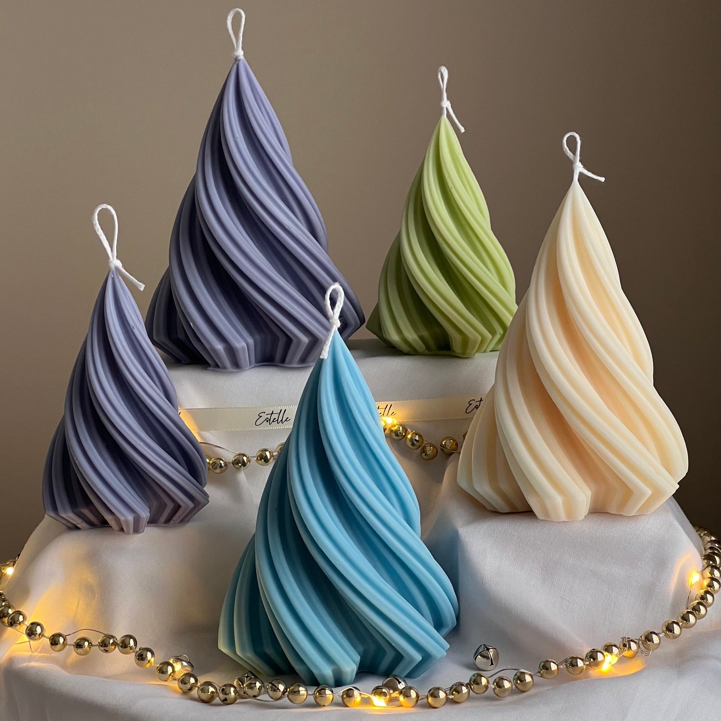 Swirl Ribbed Christmas Tree Candle