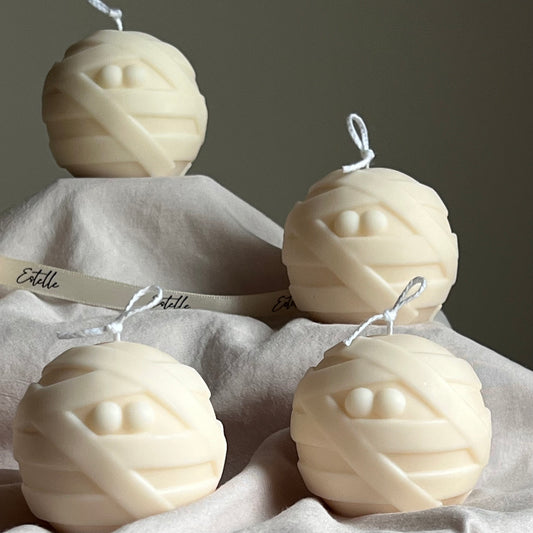 Cute Halloween Mummy Candle| Handmade Gift| Cute Spooky Candle| Soy Wax Candle| Hand Poured Sculptural Candle| Home Decor| Housewarming Gift