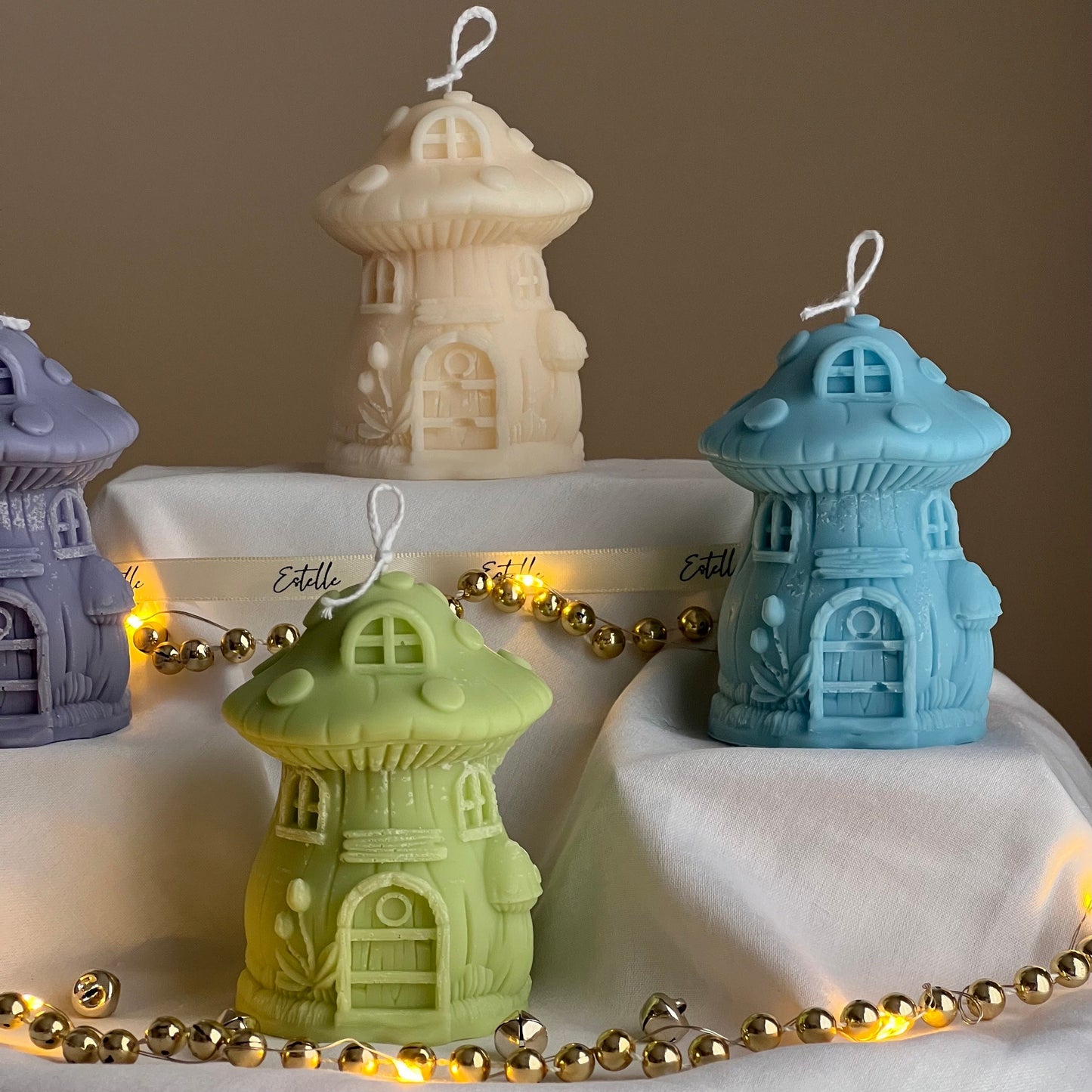 Mushroom Christmas House Candle