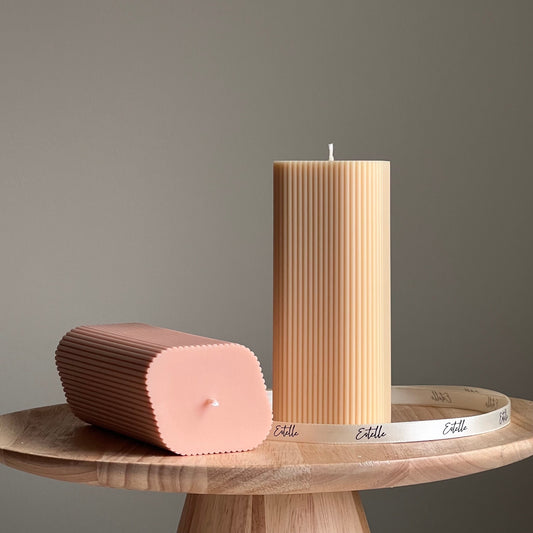 Ribbed Rhomb Pillar Candle