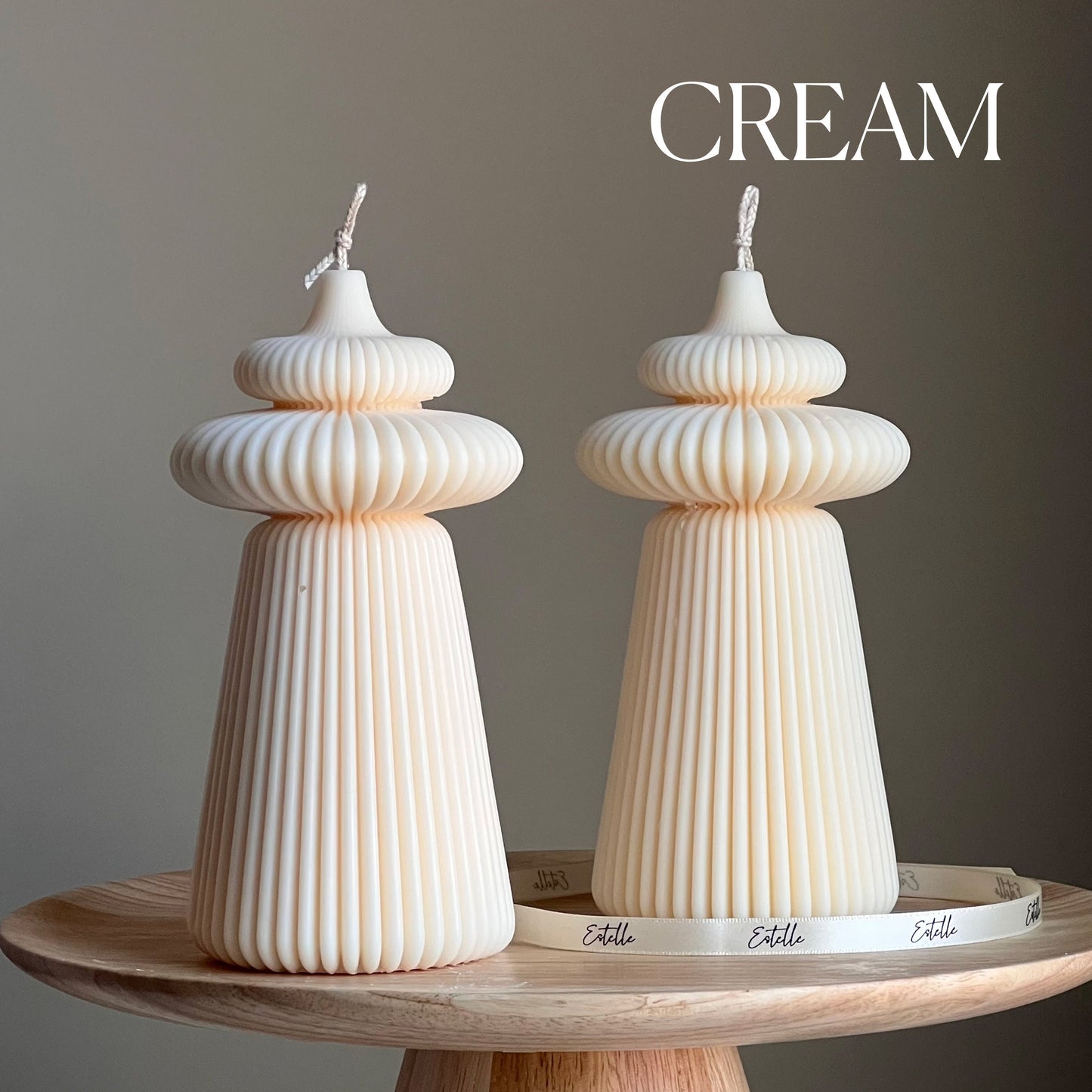 Large Ribbed Pillar Candle
