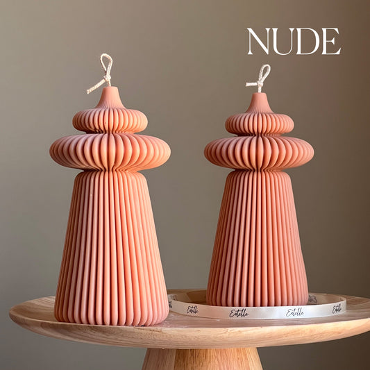 Large Ribbed Pillar Candle