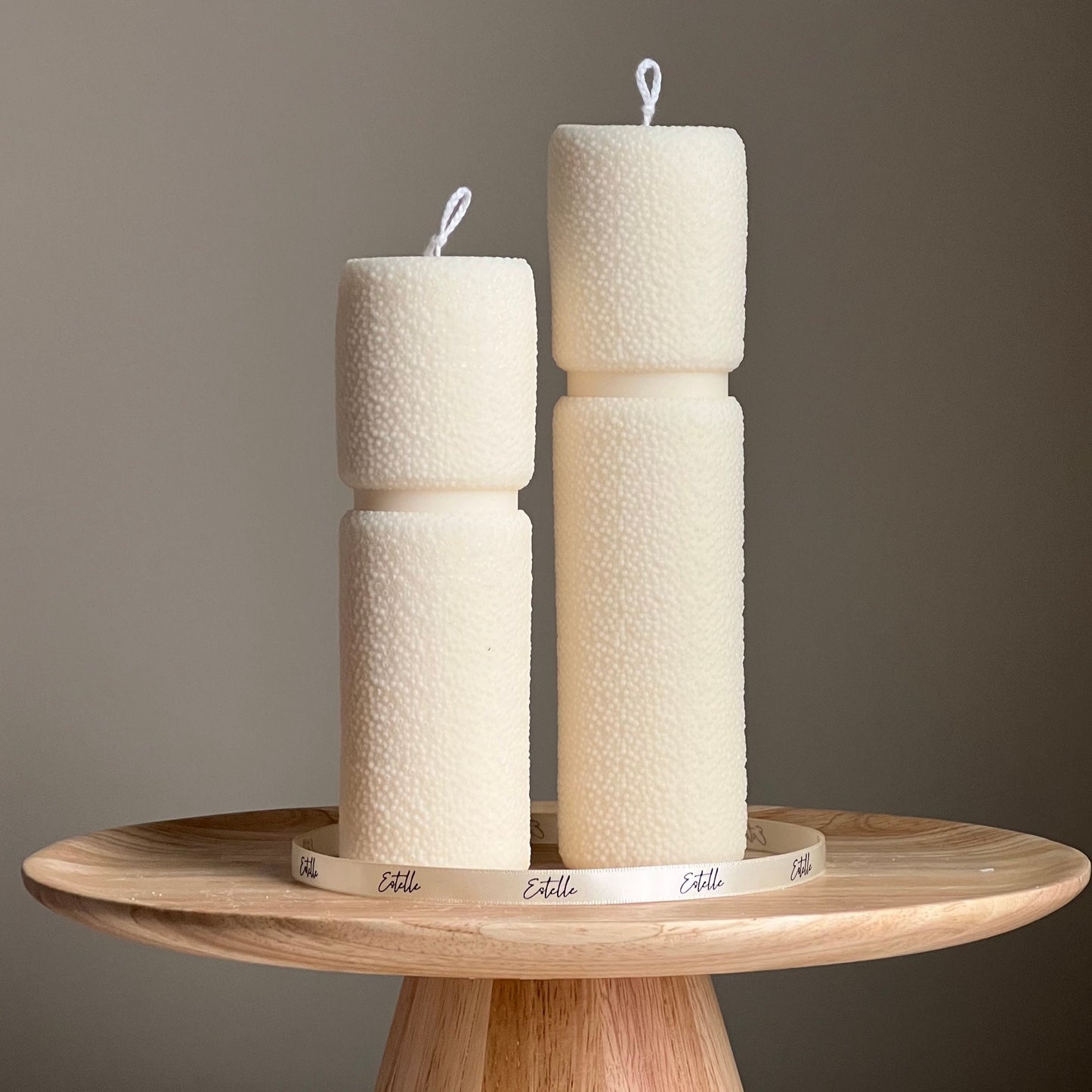 Roman Fluffy Tall Pillar Candle Set
