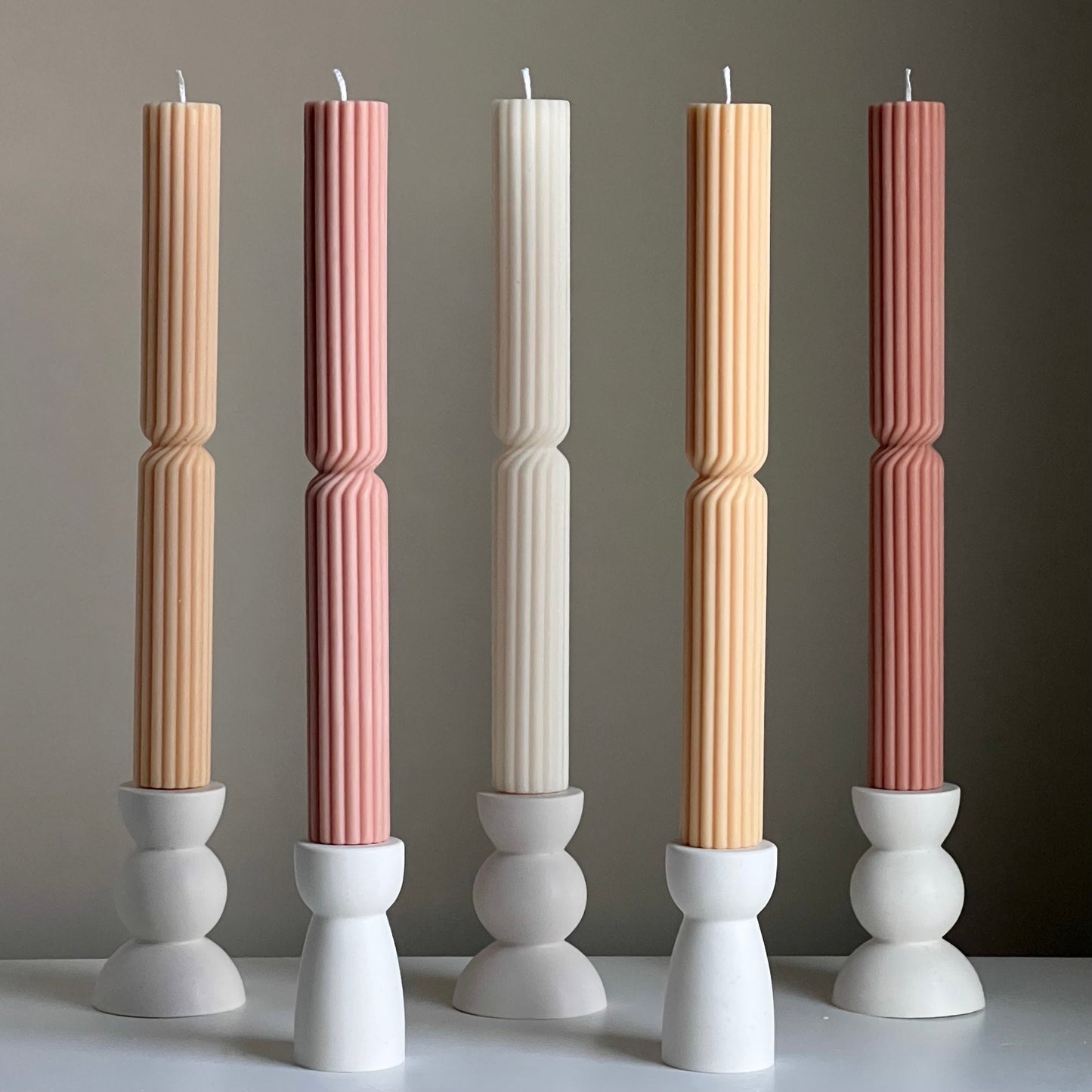 Tall Ribbed Twisted Taper Candle
