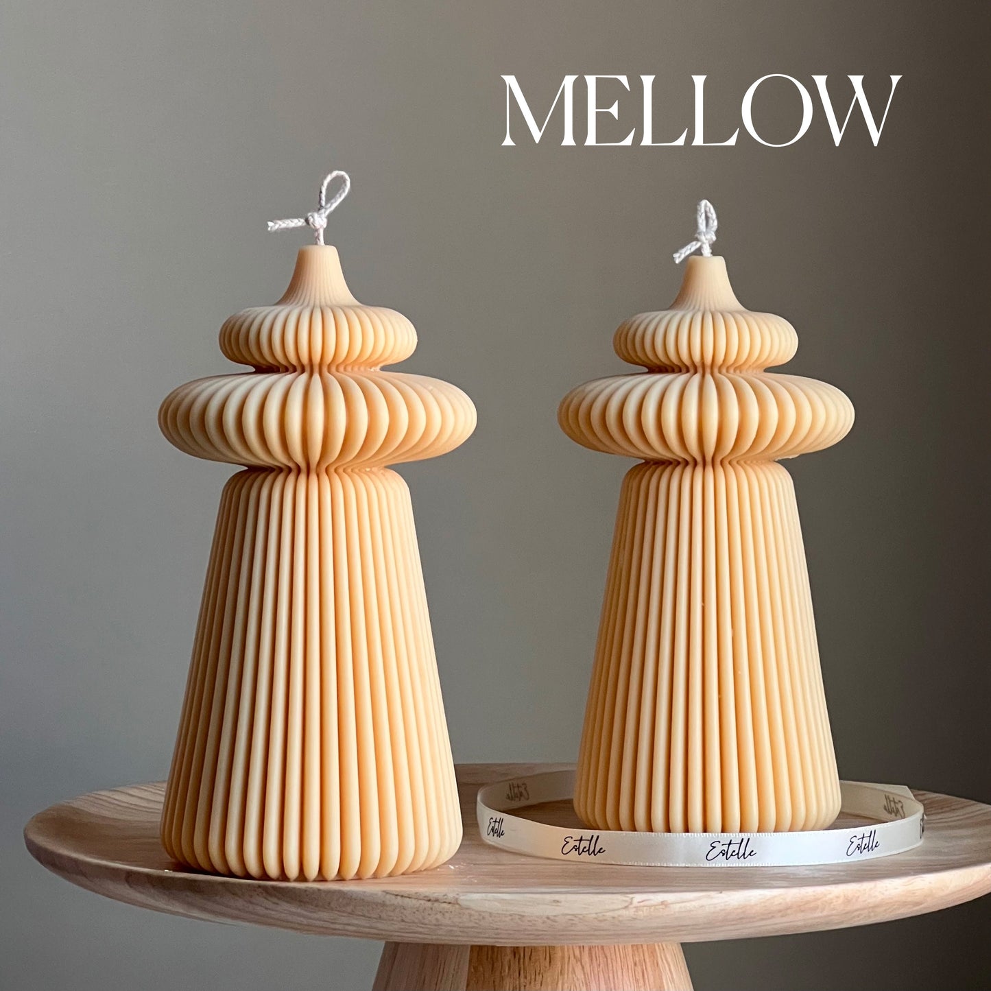 Large Ribbed Pillar Candle