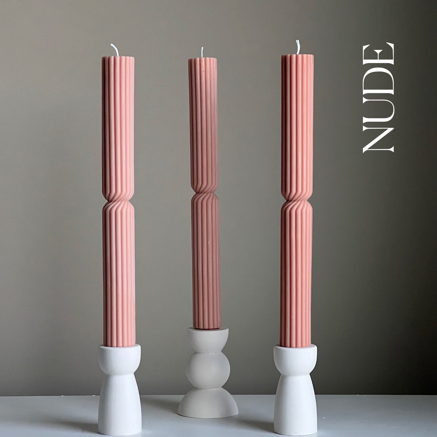 Tall Ribbed Twisted Taper Candle
