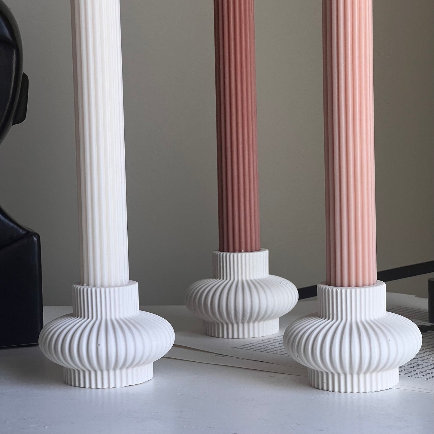 Ribbed Minimal Candlestick Holder