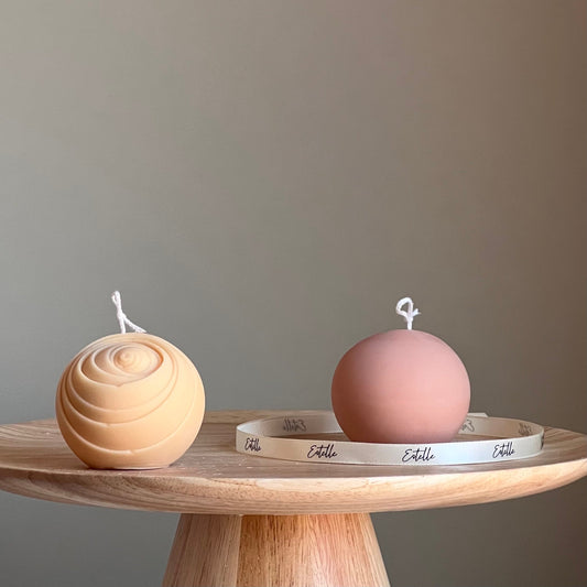 Lined Ball Soy Candle: Sculptural Home Decor