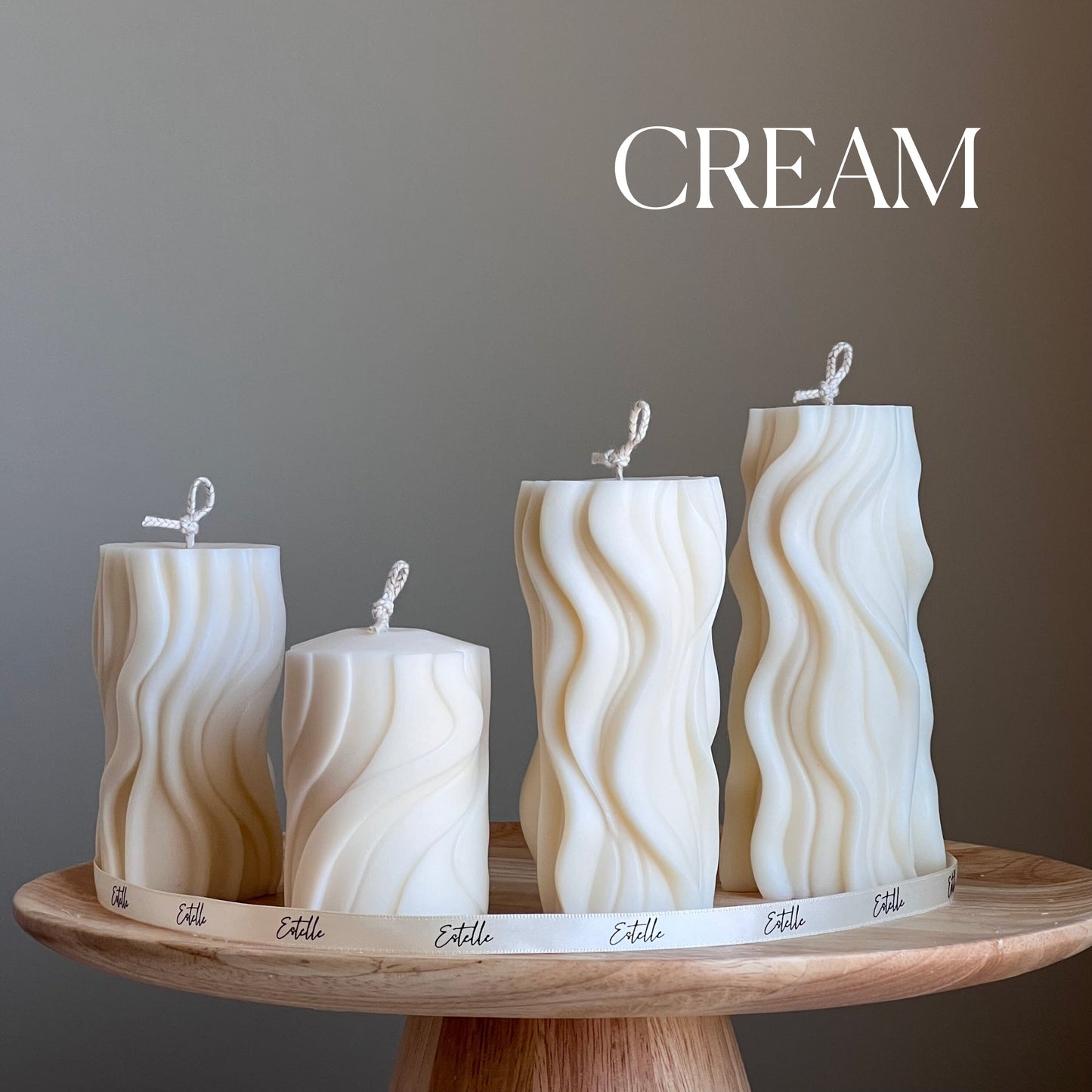 Ribbed Wavy Pillar Candle Set
