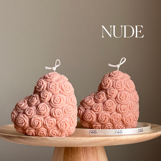 Large Rose Heart Candle