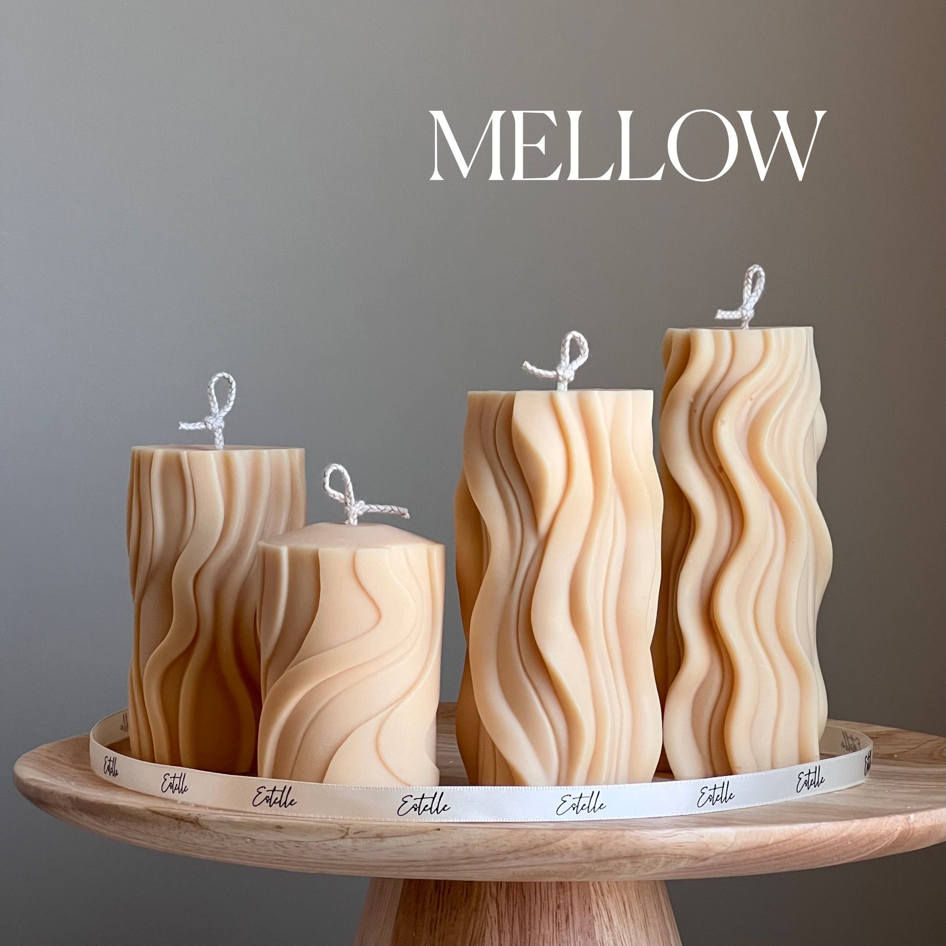 Ribbed Wavy Pillar Candle Set