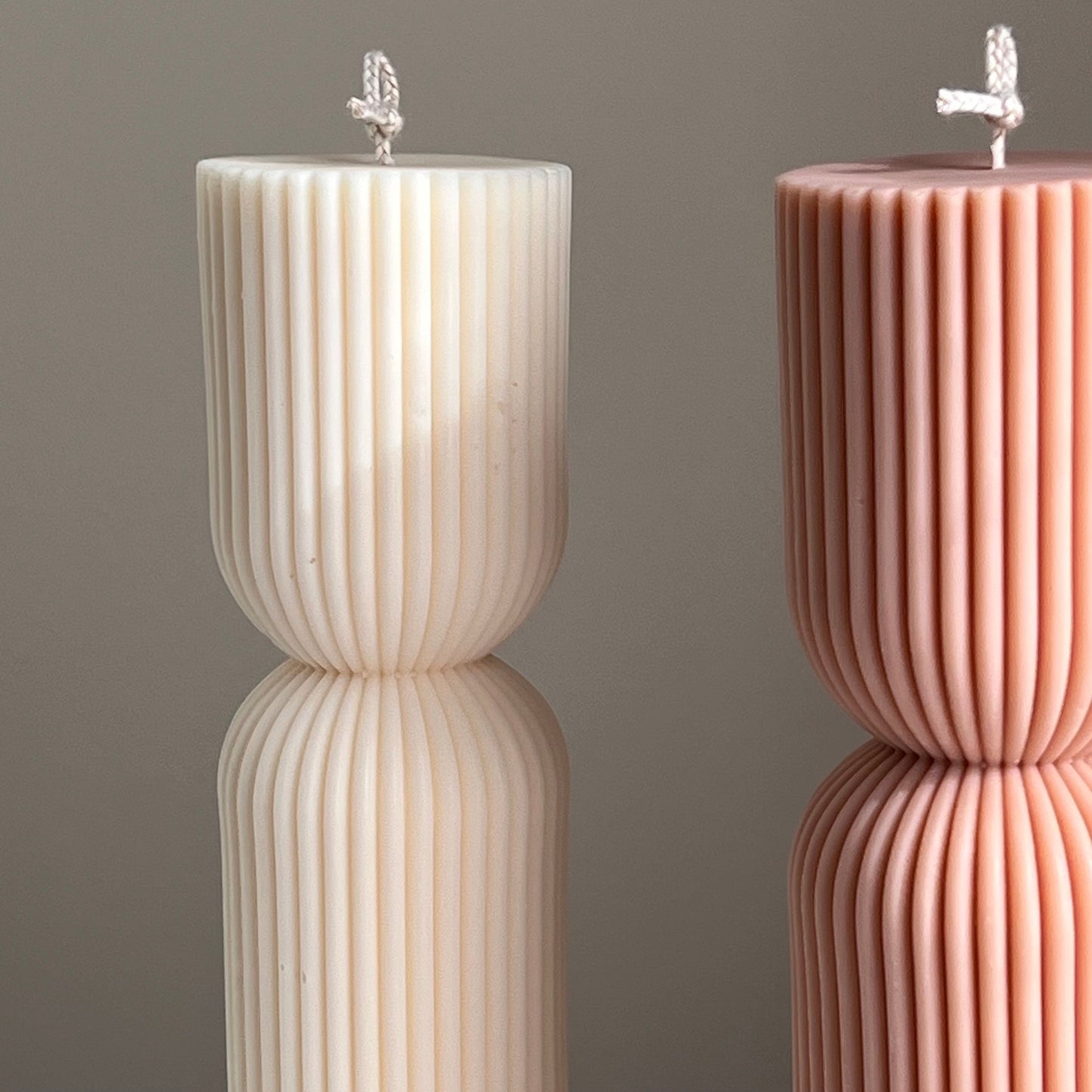 Ribbed Hourglass Pillar Candle