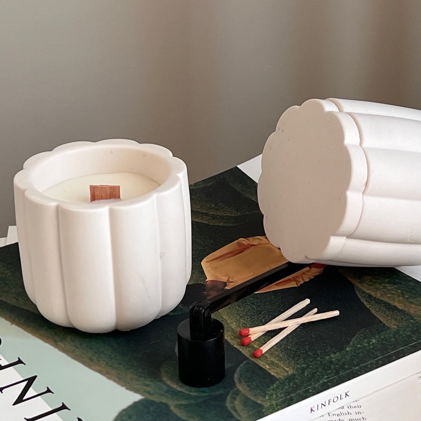 Flower Jar Soy Wax Wood Wick Candle
