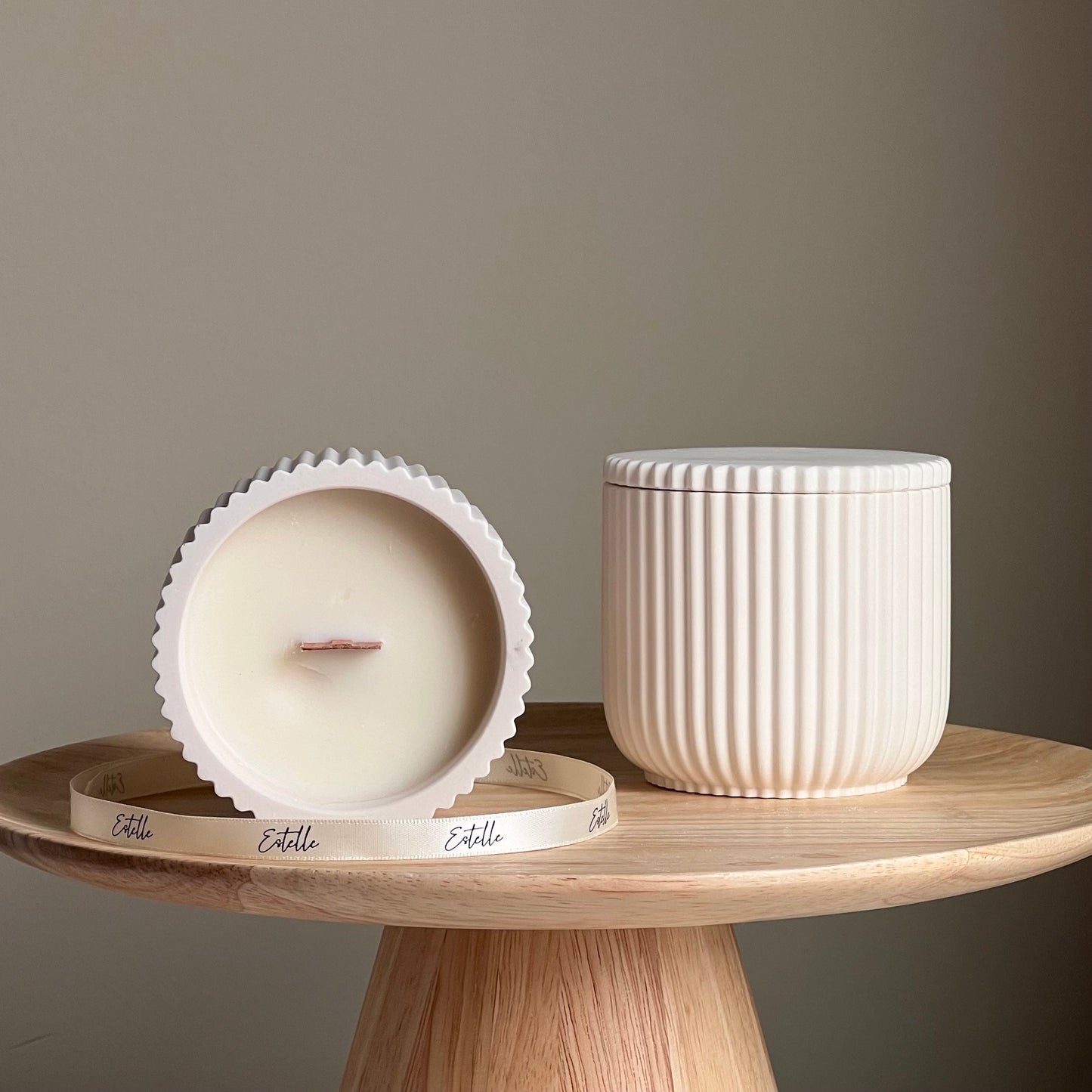 Ribbed Jar Soy Wax Wood Wick Candle