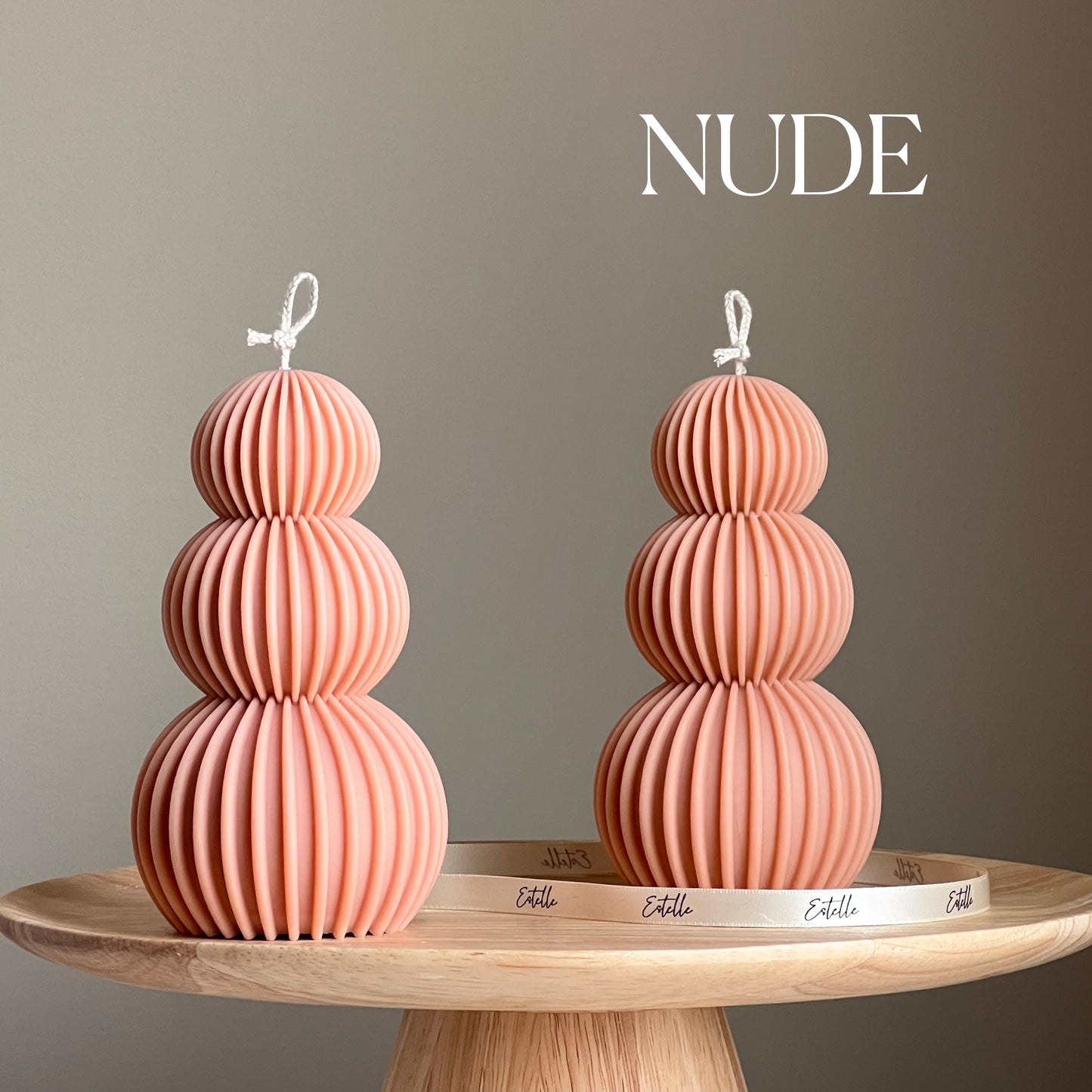 Ribbed Wavy Pillar Candle
