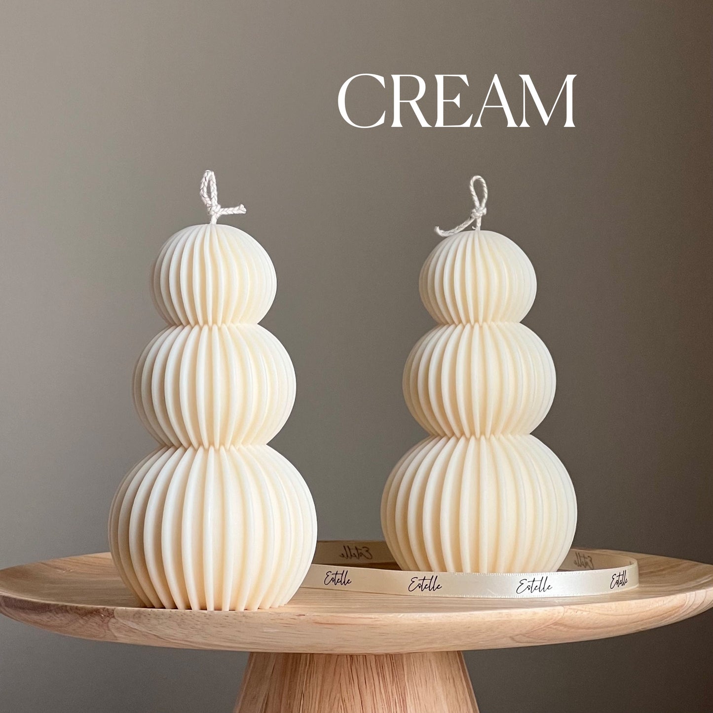 Ribbed Wavy Pillar Candle