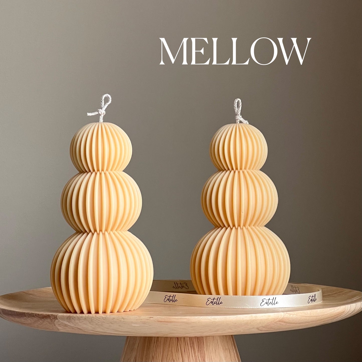 Ribbed Wavy Pillar Candle